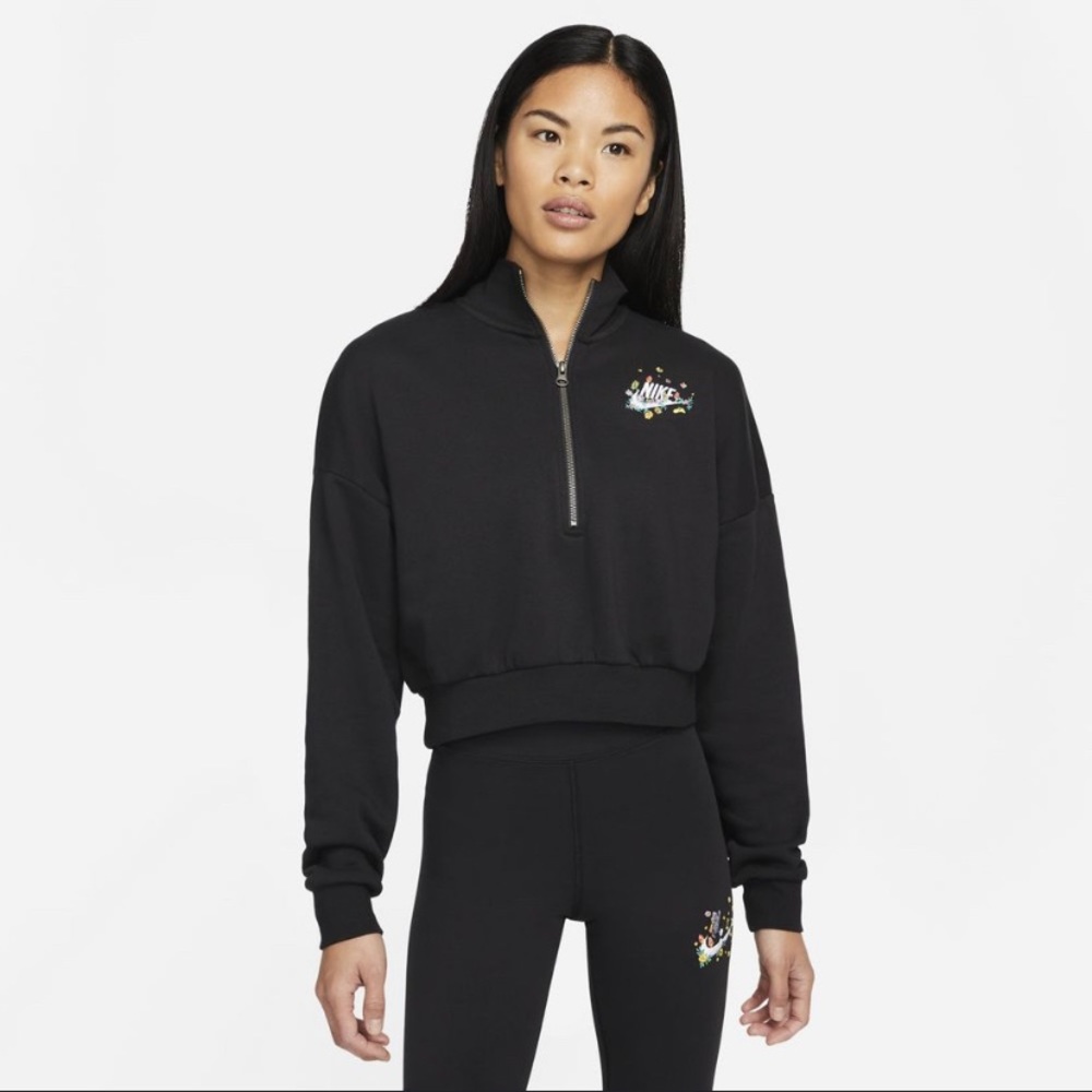 Brand New Nike Essential Half Zip Crop Hoodie Size Women’s Large